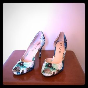Unisa Floral Peep Toe Heels